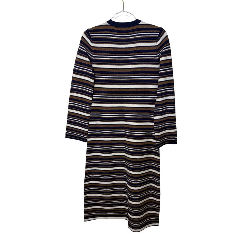Madewell Crewneck Sweater Maxi Dress in Merino Wool Navy Multi Stripe Small NEW - Picture 3 of 5